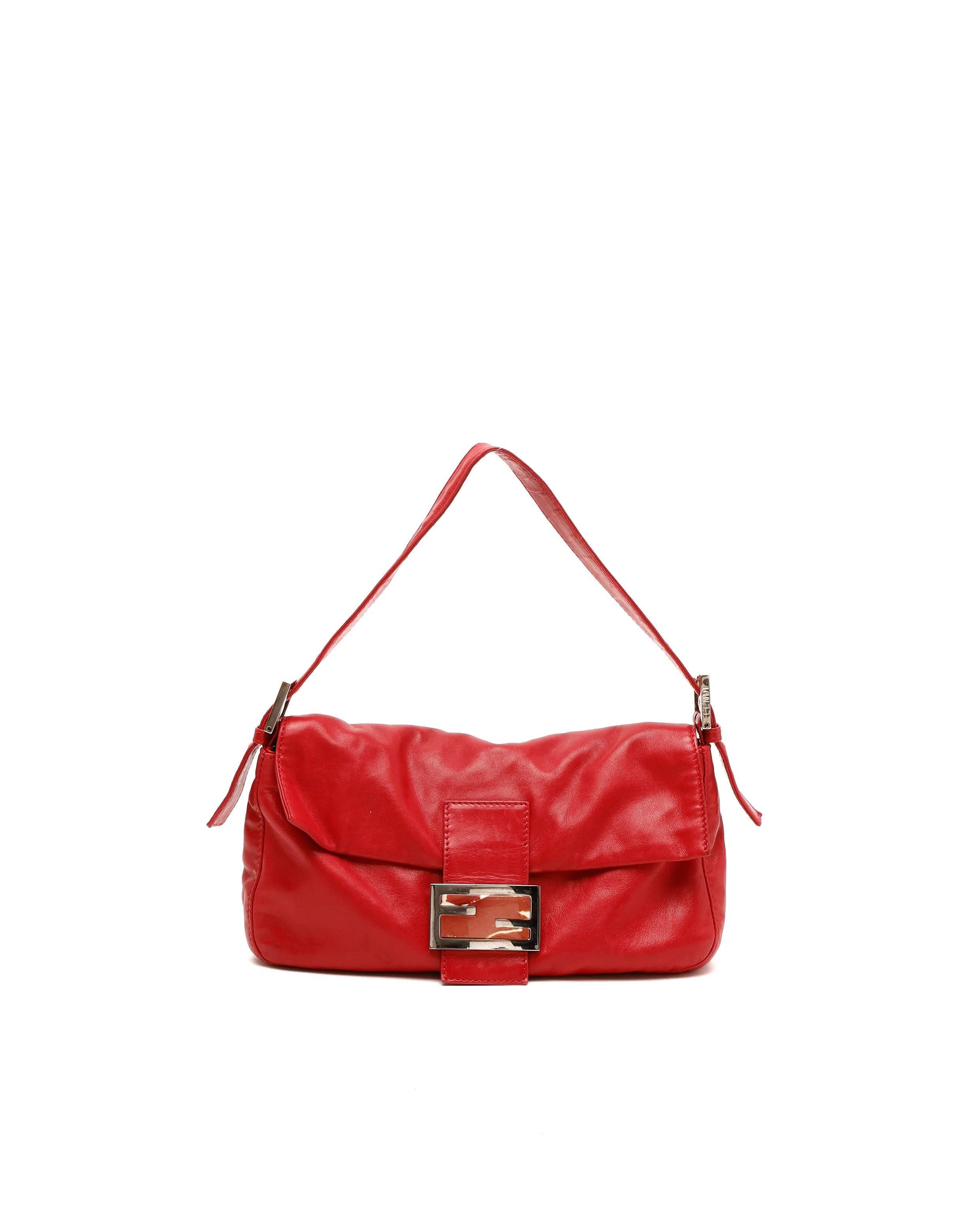 Fendi Leather Baguette Bag - Red - One Size
