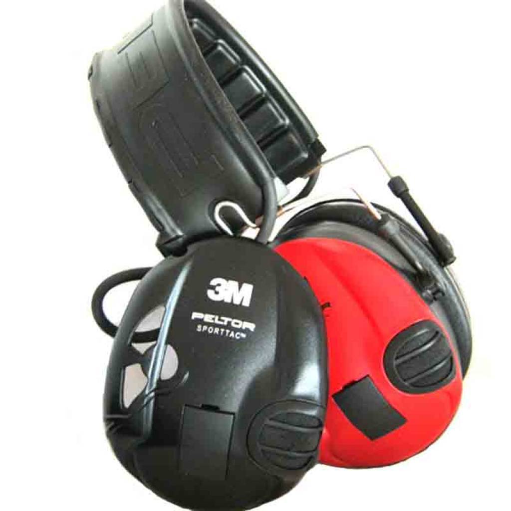 3M PELTOR SportTac-headset, 26 dB, röda / svarta koppar, vikbart huvudband, MT16H210F-478-RD - öronkoppar för skyttar