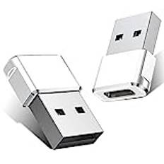 Basesailor USB C Hona till USB Han Adapter 2-Pack,Typ C Laddningskabel Kontaktadapter för iPhone 12 13 14 15 Pro Max,SE,iPad Mini 6 Air 4 5,Apple Watch 7 8,Samsung Galaxy S23 S22 Plus Ultra FE (White)