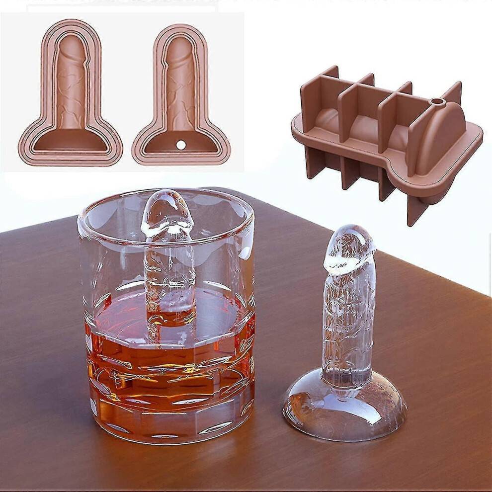(Brown) 2pcs Spoof Ice Cube Mold, Adult Prank Ice Cube Mold, Silicone Ice Cube Mold Novelty Party Ice Cubes Maker