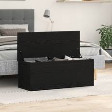 vidaXL Förvaringslåda i Svart Ek 102x35x35 cm, Tillverkad av Trä
