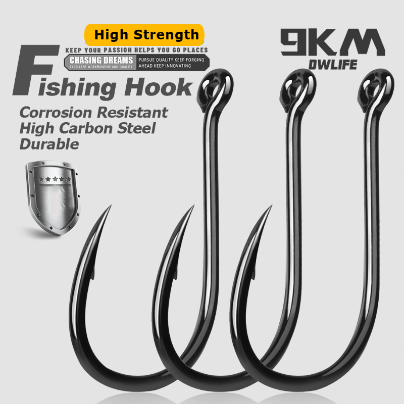 9KM Iseama Fishing Hooks 50~200Pcs Carp Hook Saltwater Fishing Circle Hook Offset Strong Needle Point Barbs Ringed Eye Saltwater