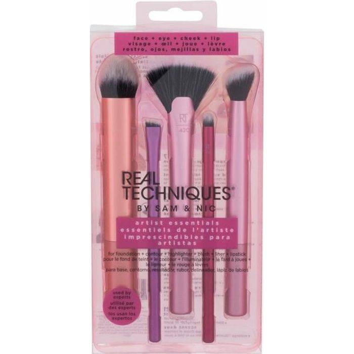 Ensemble de pinceaux de maquillage - REAL TECHNIQUES - Artist Essentials - 5 pièces - Multicolore - Rose