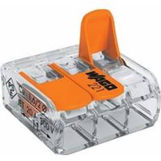 WAGO 221-413 3 Way Lever Operated Terminal Connector - Single - Clear & Orange