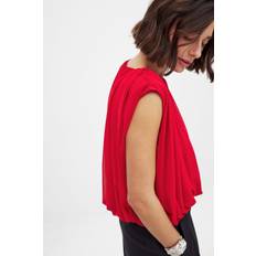 NA-KD Sharp Shoulder Mesh Top - Festtoppe - Rød - XS (EU 32) - NA-KD / NAKD