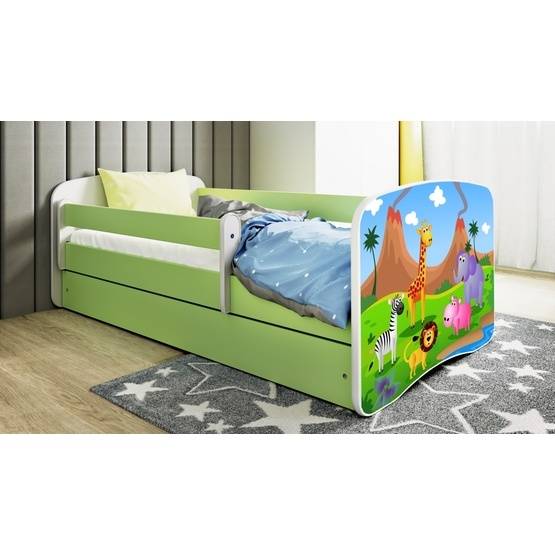 Kocot Kids Barnsäng - Babydreams Grön - Safari Med Madrass 160x80 Cm