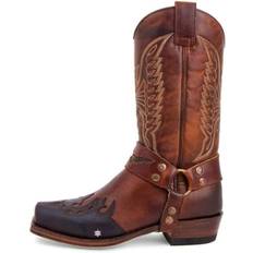 Fyrkantig tå Chunky Heel Herrstövlar Medeltida Vintage Mid Calf Boots Faux PU Läder Western Cowboy Boots, Herr och Dam Knight Long Boots, 35-48