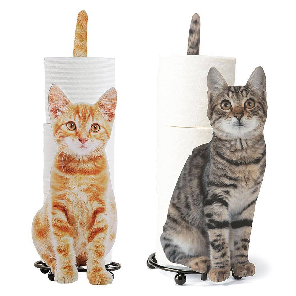 Toalettpappershanddukshållare Cat Shape Badrum Toalettpappersförvaringsställ Present till kattälskare Toalettrullehållare WC-pappersställ brun