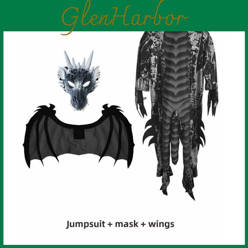 Halloween Demon Dinosaurie Barnkostym Med Tryckta Detaljer För Scenföreställning cm blue