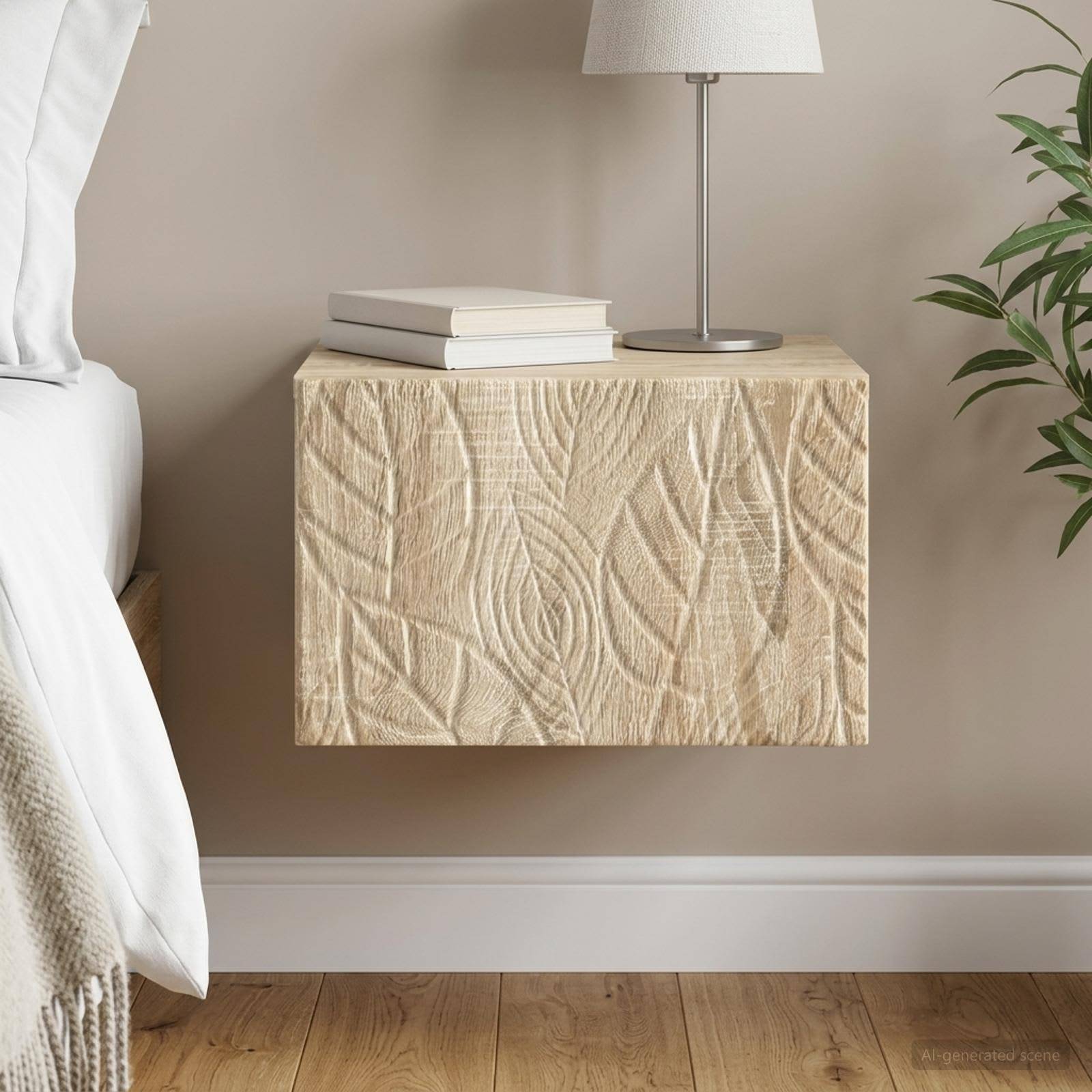 vidaXL Væghængt Natbord Sonoma-eg 49 x 34,5 x 20 cm Konstrueret træ