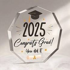 1 st 10cm*10cm Nonagon akryl transparent examenspresent examenssäsong souvenirer heminredning dekorativt hänge tryck 2025 grattis examen du klarade de (En-Storlek,H,B,C,D,E,F,G)