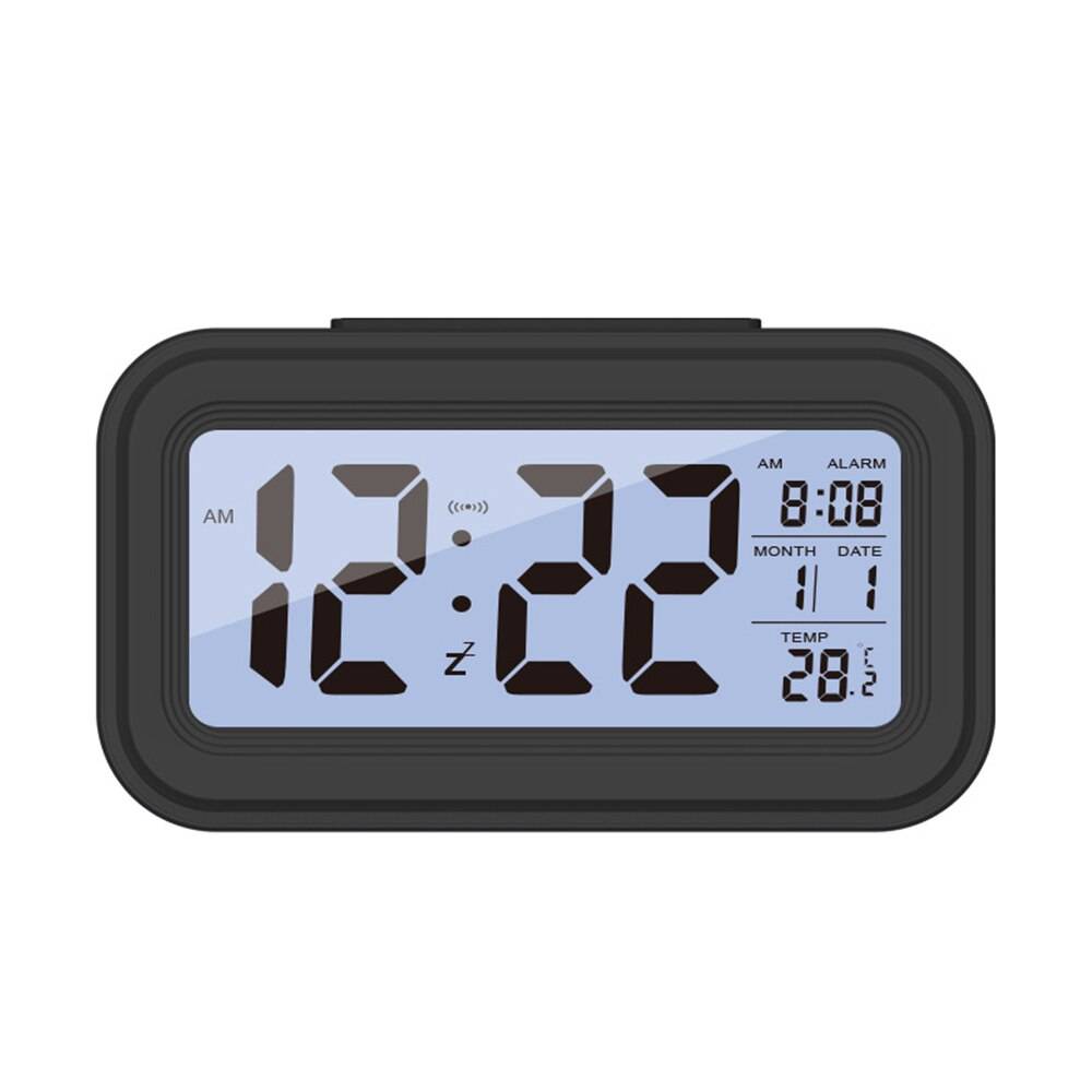 Digital smart väckarklocka lcd-display natt glödande kub display temperatur & kalender snooze funktion väckarklocka - 4a