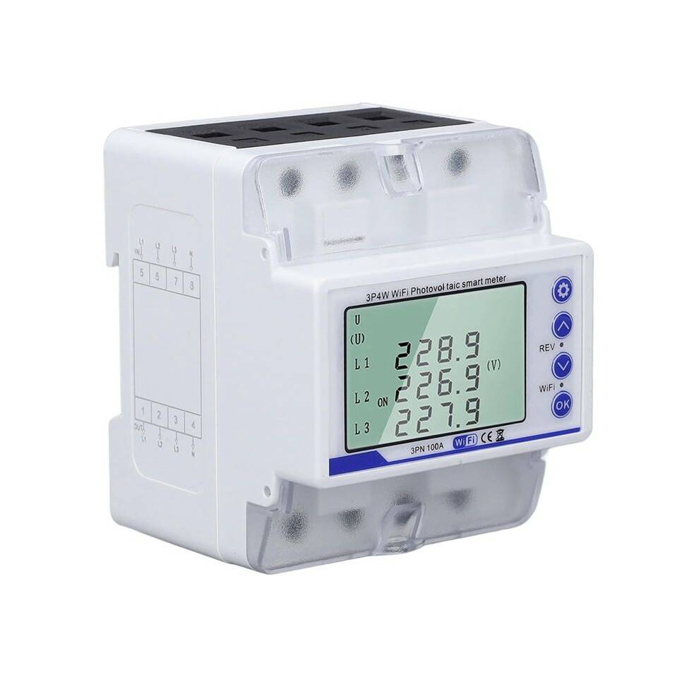 WiFi-Strömbrytare 3-Fas Energimätare med LCD-Skärm - 60-300V 100A Riktningsomkopplare