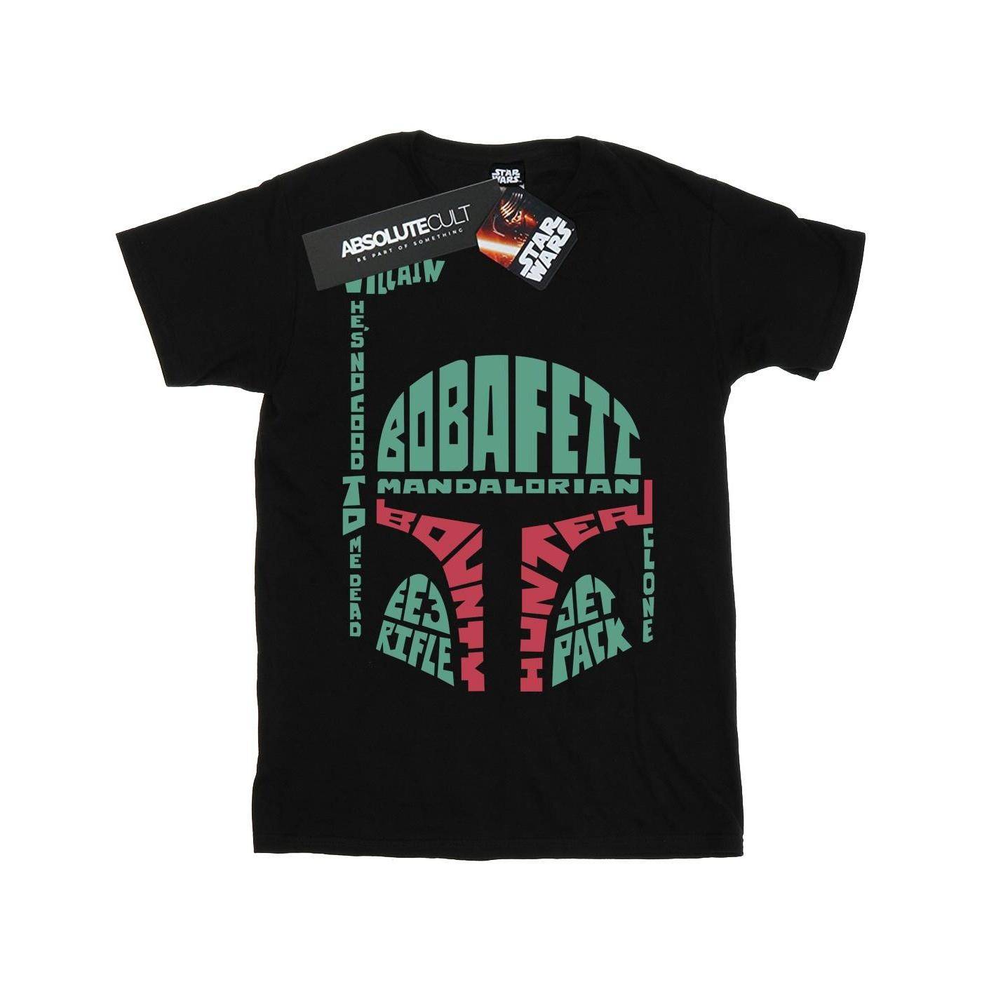 Star Wars Boys Boba Fett Text Head T-shirt 9-11 Years