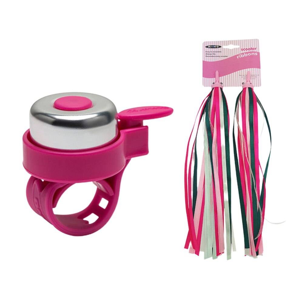 Cykel streamers trehjuling barn flickor barn styrhandtag tofsar cykel cykelhorn klocktillbehör set cykeltillbehör - Rosa