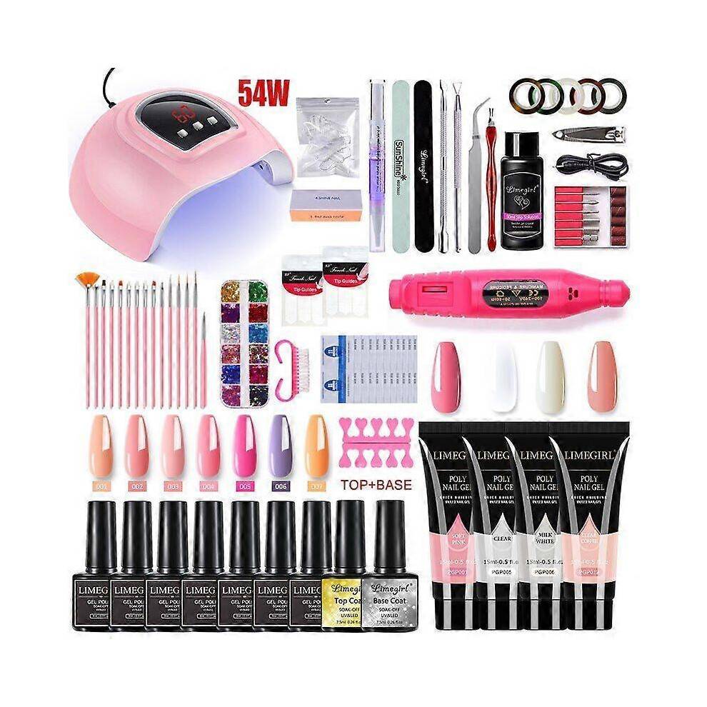(ZH159-1) Poly Nail Gel Set for Nail Extensions Gel Nail Polish Set With LED Nail Dryer Manicure Set Kit