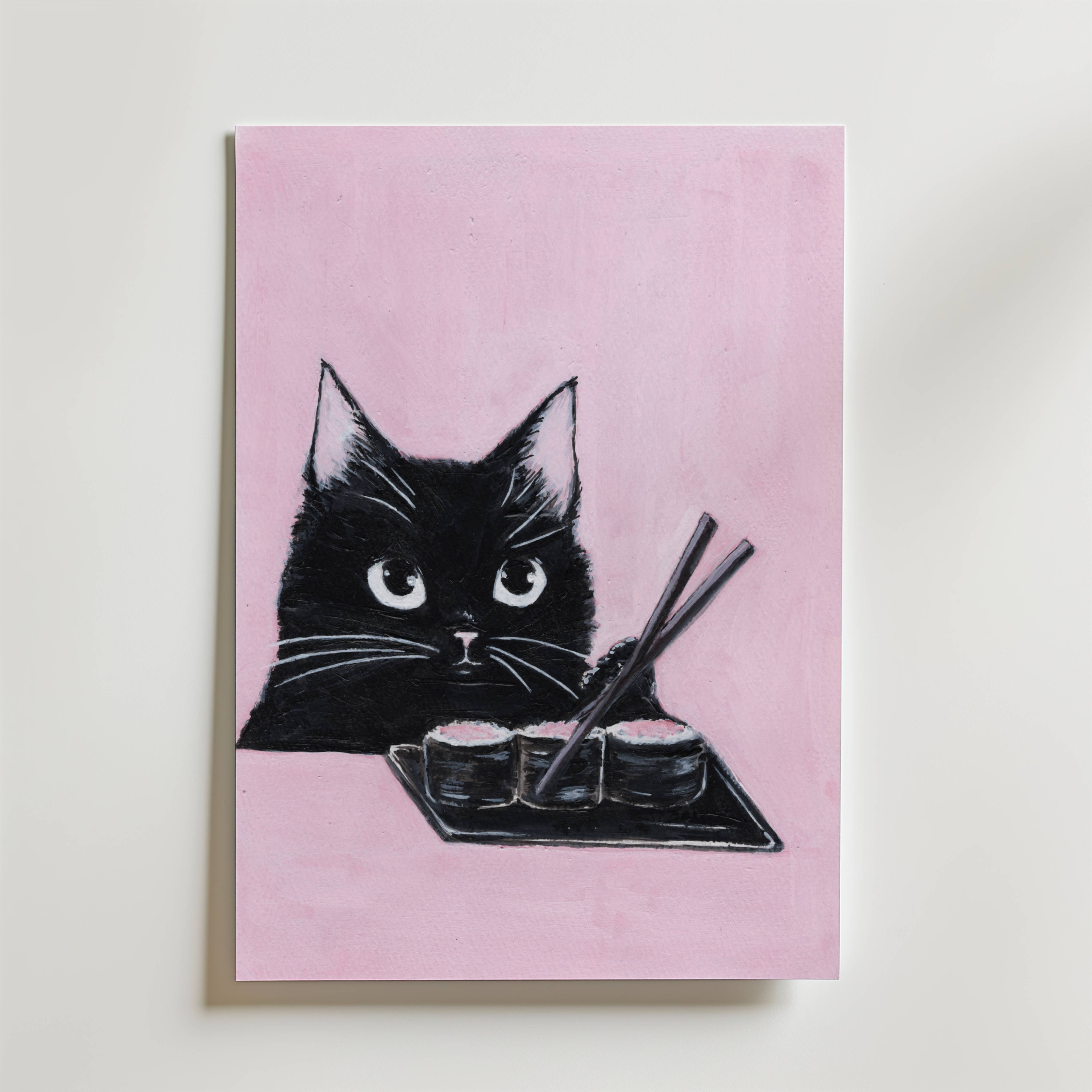 Helena Engstr�m Sushi Cat Poster - Premium Canvas 40x50 cm