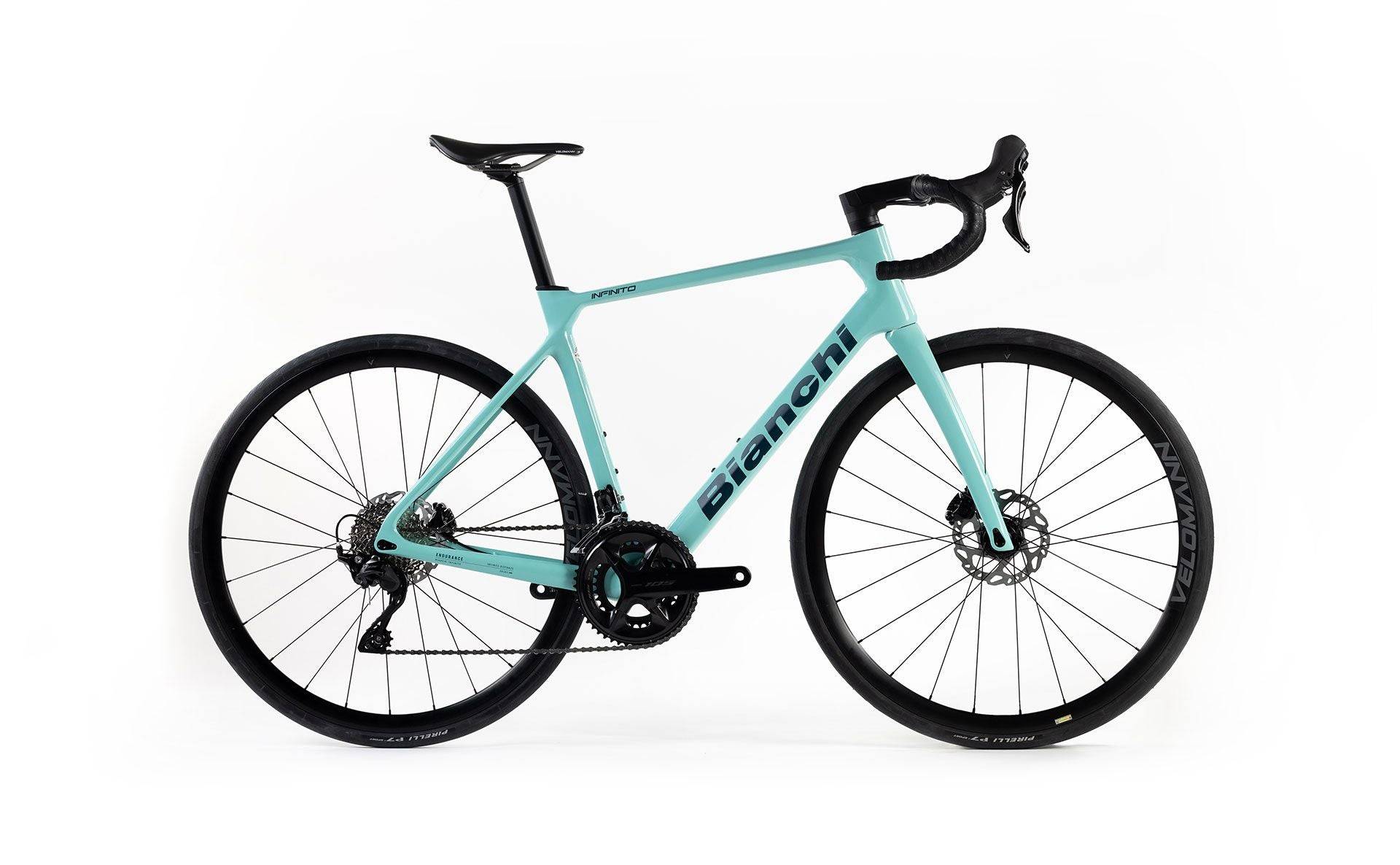 Bianchi Infinito 2024 - Shimano Ultegra Di2 2x12sp - Velomann Palladium 33mm - 012 / 50 / 2k - ck celeste glossy / black decals