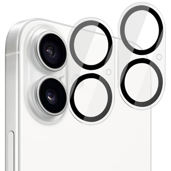 [2-Pack] iPhone 16 linsebeskytter i hærdet glas - beskyttelse til kamera, anti-ridsebestandig