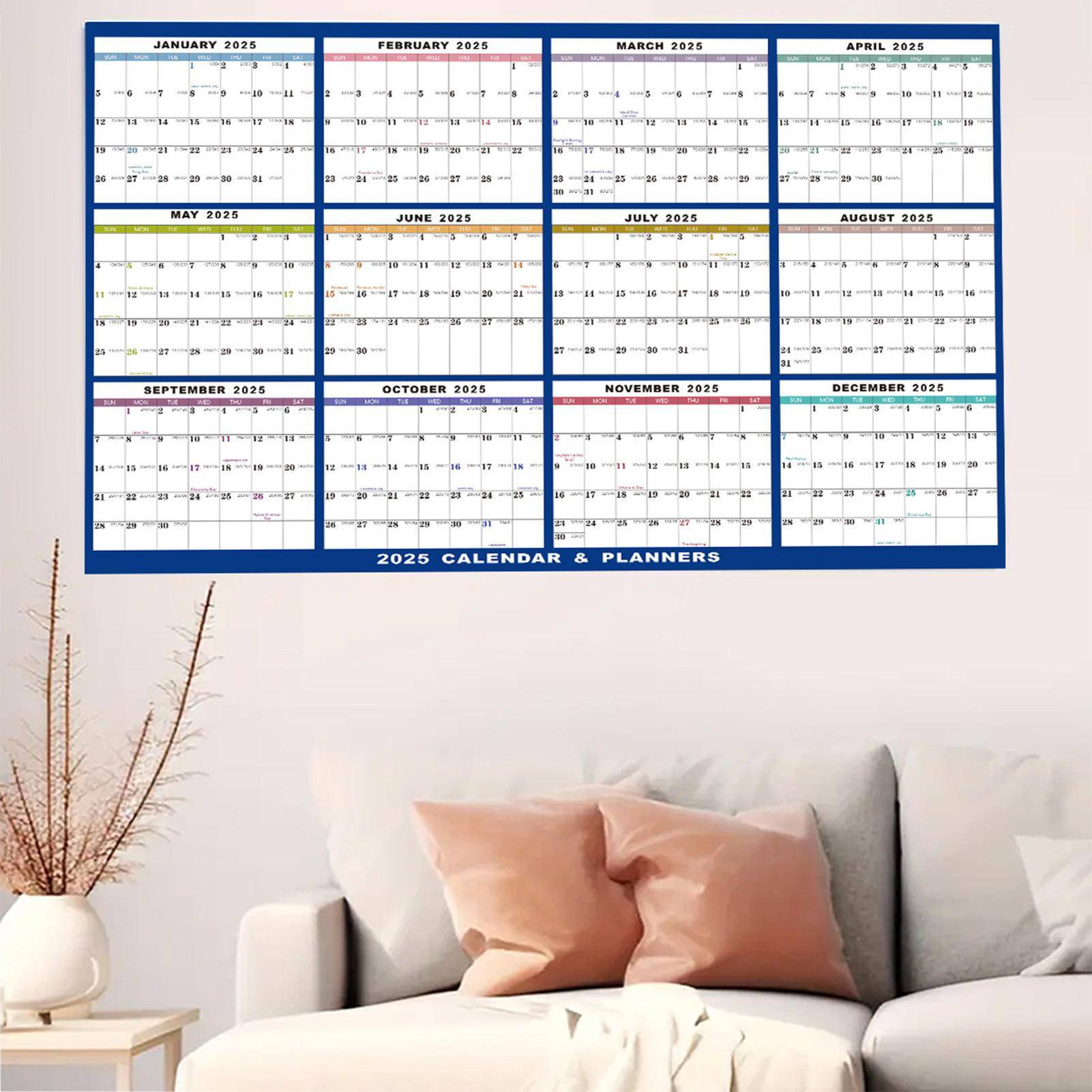 2025 Raderbar Väggkalender Vattentät och Rivbeständig Kalender för Daglig Schemaläggning och Organisation Hemmakontorsanvändning