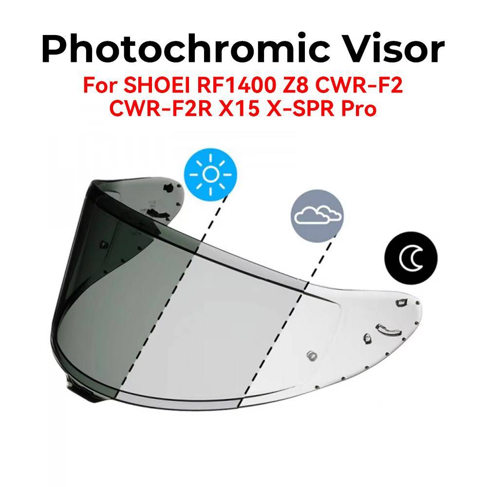 Fotokromt visir för SHOEI RF1400 RF-1400 NXR2 CWR-F2 Z8 CWR-F2R X15 X-15 X-Fifteen X-SPR Pro Autokromatiska linser Hjälmsköld Hastighetssensorer 6 whi