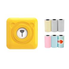 Mini Thermal Printer Bluetooth Yellow Pocket Printer with Printing Paper Portable Sticker Printer
