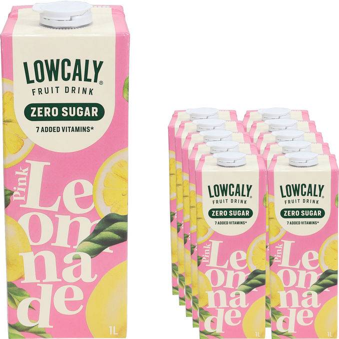 Lowcaly Fruktdryck Pink Lemonade 10-pack