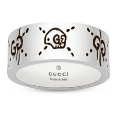 Gucci, Tilbehør, Dame, Grå, 49 MM, 925 sterlingsølv - Gucci Ghost ring i skinnende alderen sterlingsølv