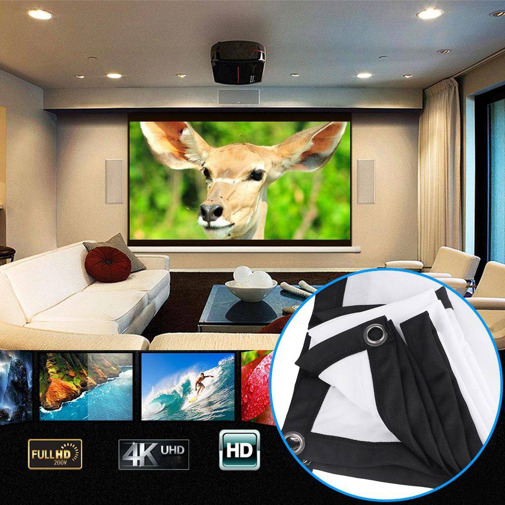 Bärbar utomhus mjuk projektionsgardin 3d hd väggmonterad projektionsskärm duk ledd projektor för hemmabio - 100 tum