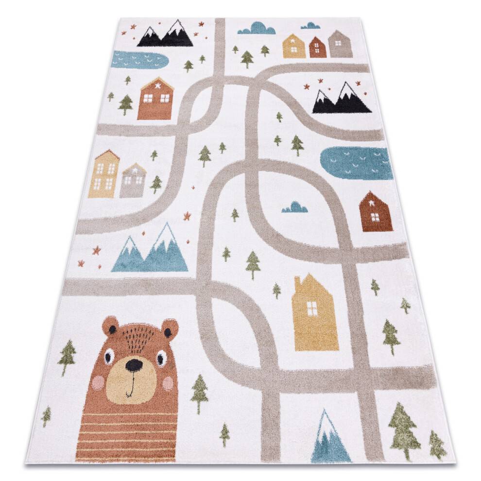 Matta FUN Polar för barn gator, skog, kräm 180x270 cm