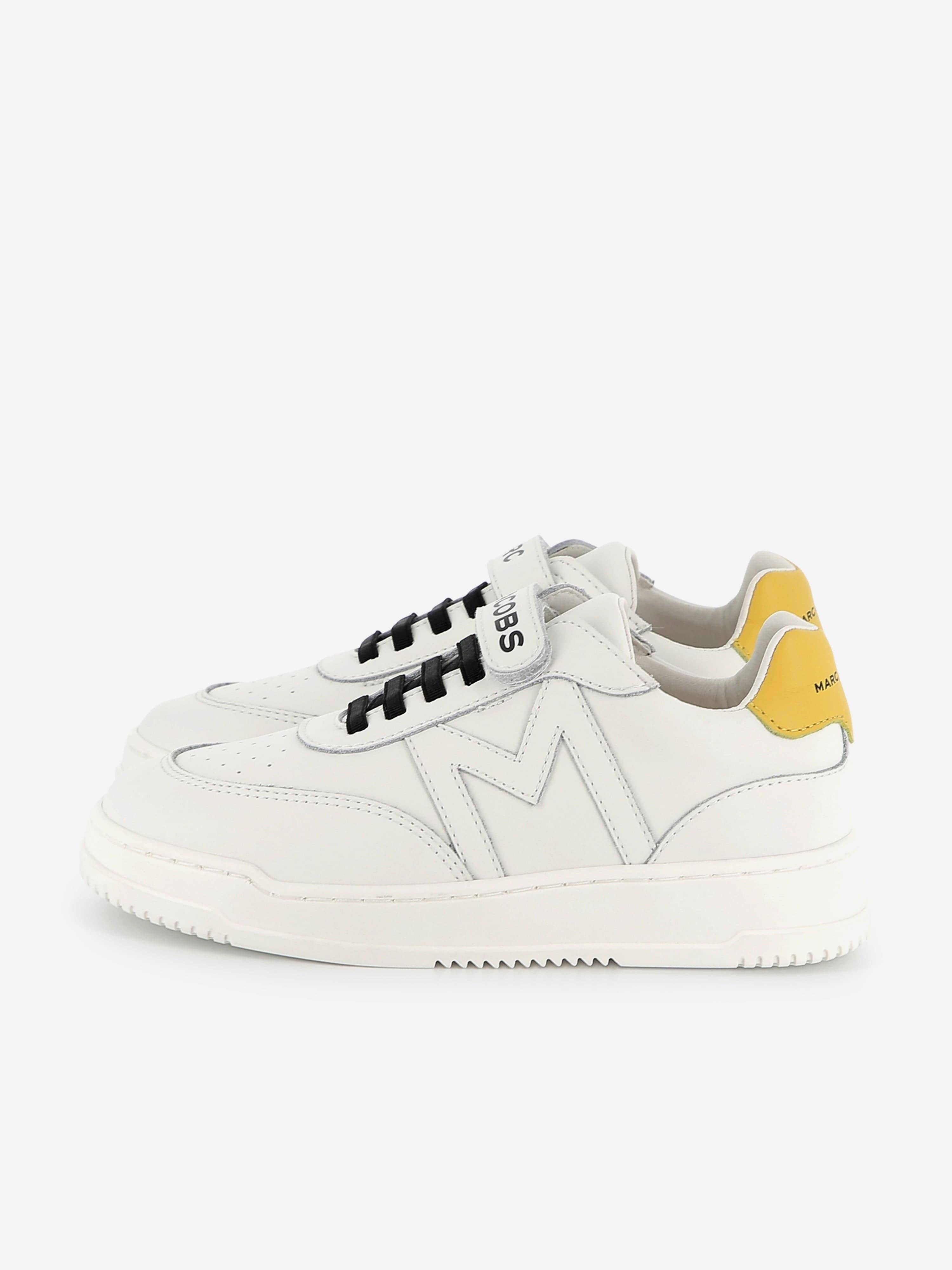 MARC JACOBS Kids Leather Logo Trainers in White - White / EU 37 UK 4