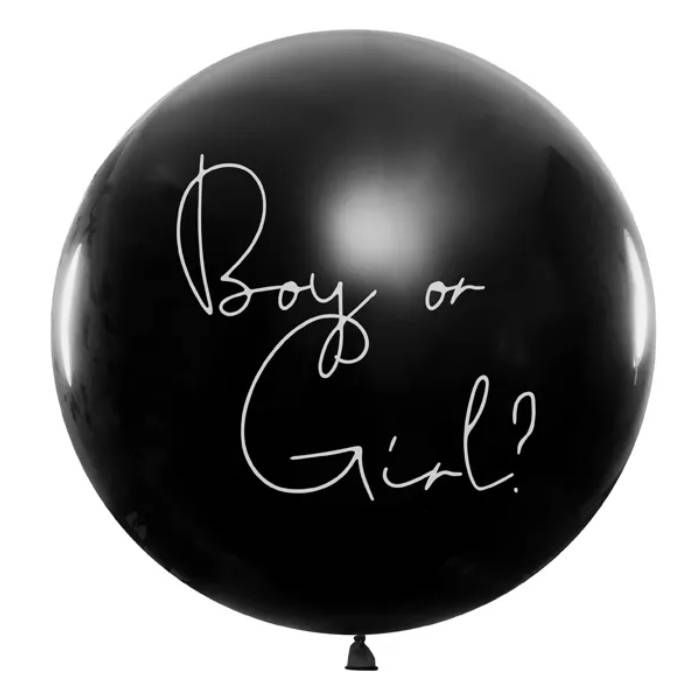 Gender reveal ballon sort dreng - Ø 1m.