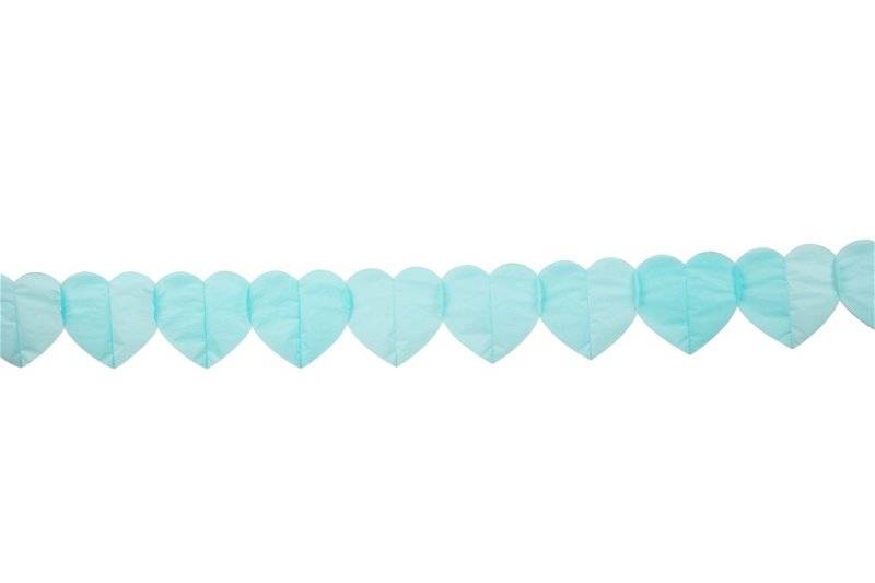 Guirlande i Papirhjerter til Bryllup, Barnedåb og Valentinsdag - Lyseblå, 6 meter