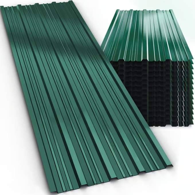 Korrugerade takplåtar, 14 st, gröna, 110x46 cm, väderbeständiga