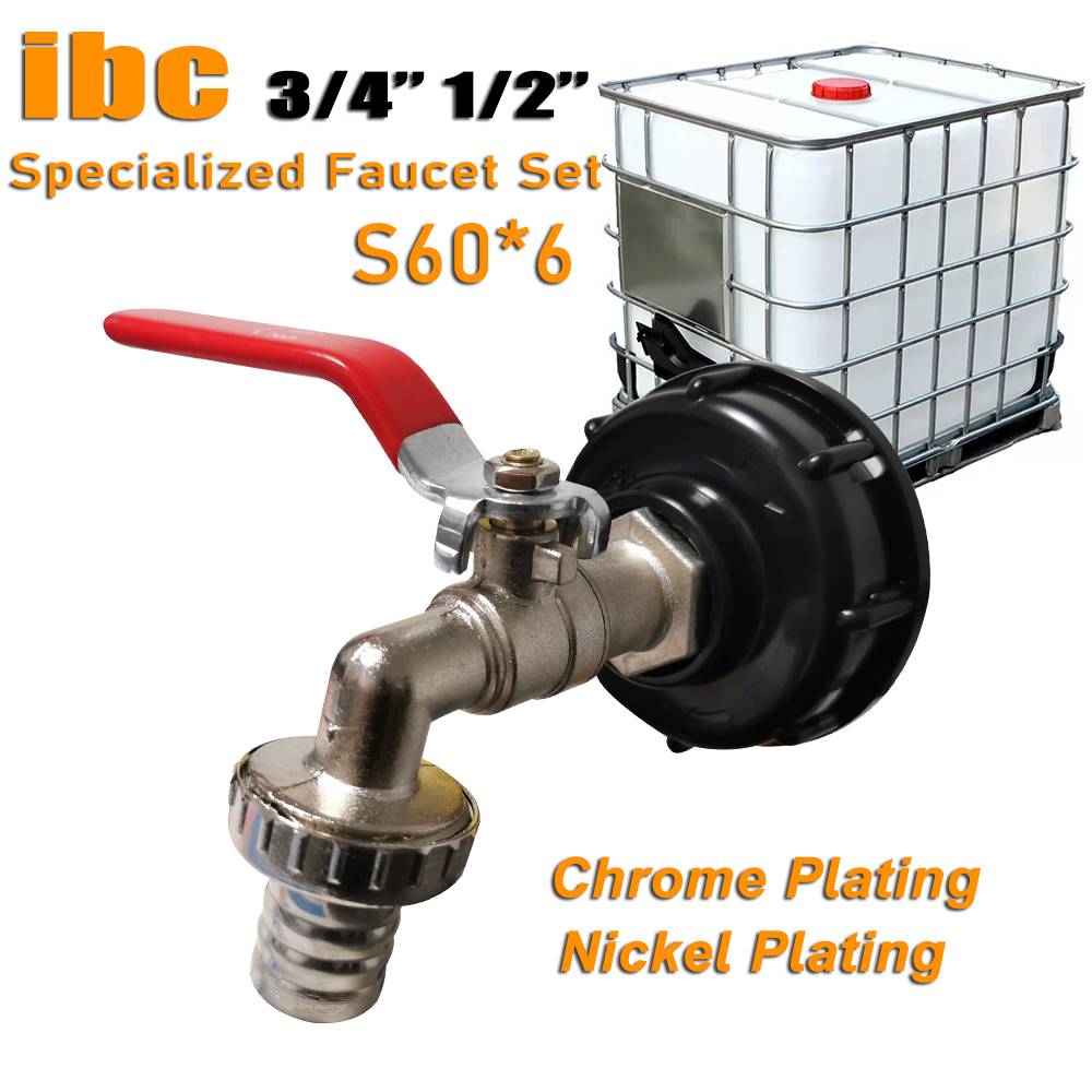 S60x6 Coarse Thread IBC Tank Tap Connecter X 1/2'' 3/4'' Water Coupling Adapter 1000L Garden Home Replacement Valve Fitting