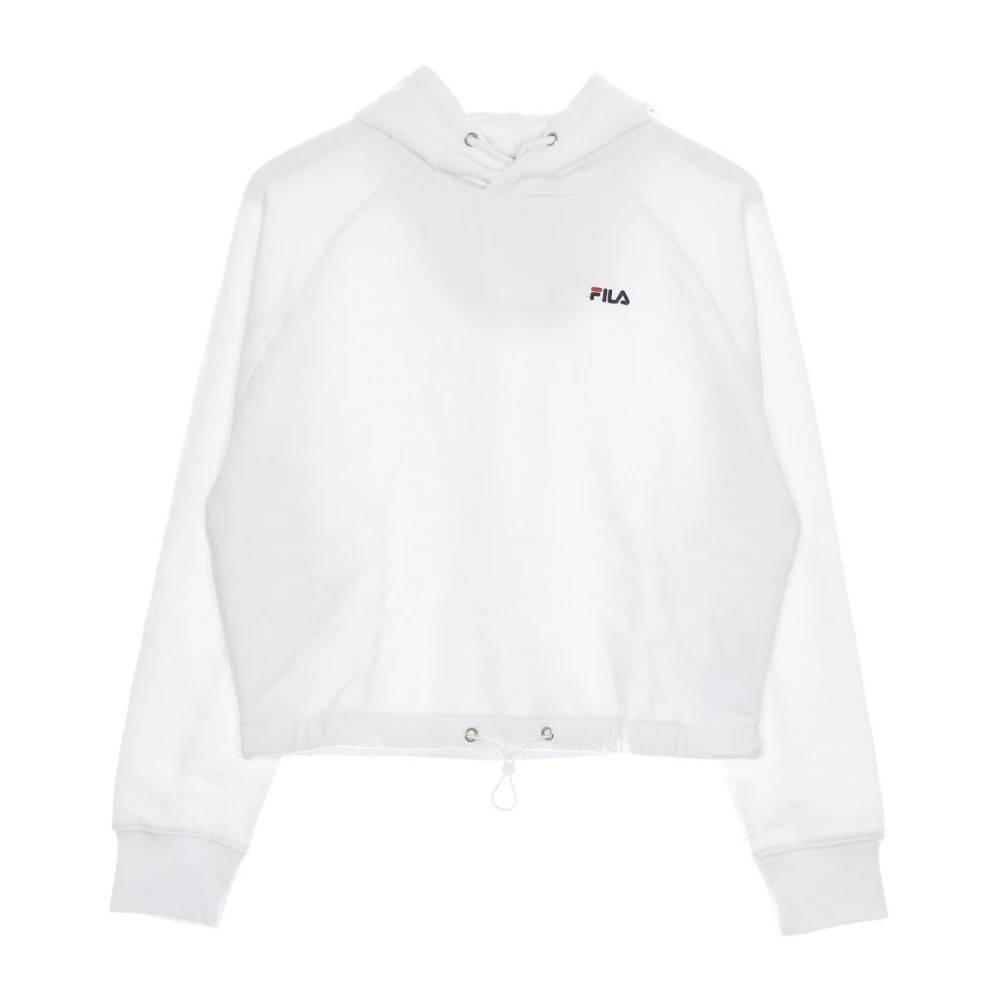 Fila - Vit Cropped Hoodie med Dragsko Sweatshirts & Hoodies - Dam - S - Bomull
