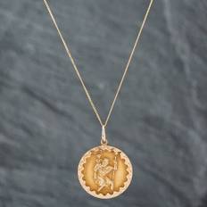 Pre-Owned 9ct Yellow Gold St Christopher Pendant &amp; 18 Inch Curb Chain 41141822