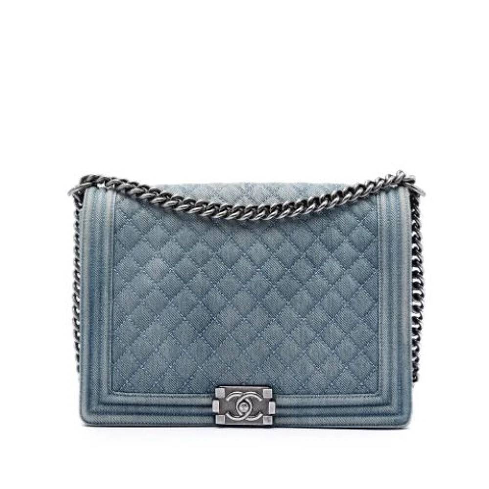 Chanel Vintage Pre-owned Boy Flap Skuldertaske - Vintage - Dame - Blå - ONE SIZE - Uld