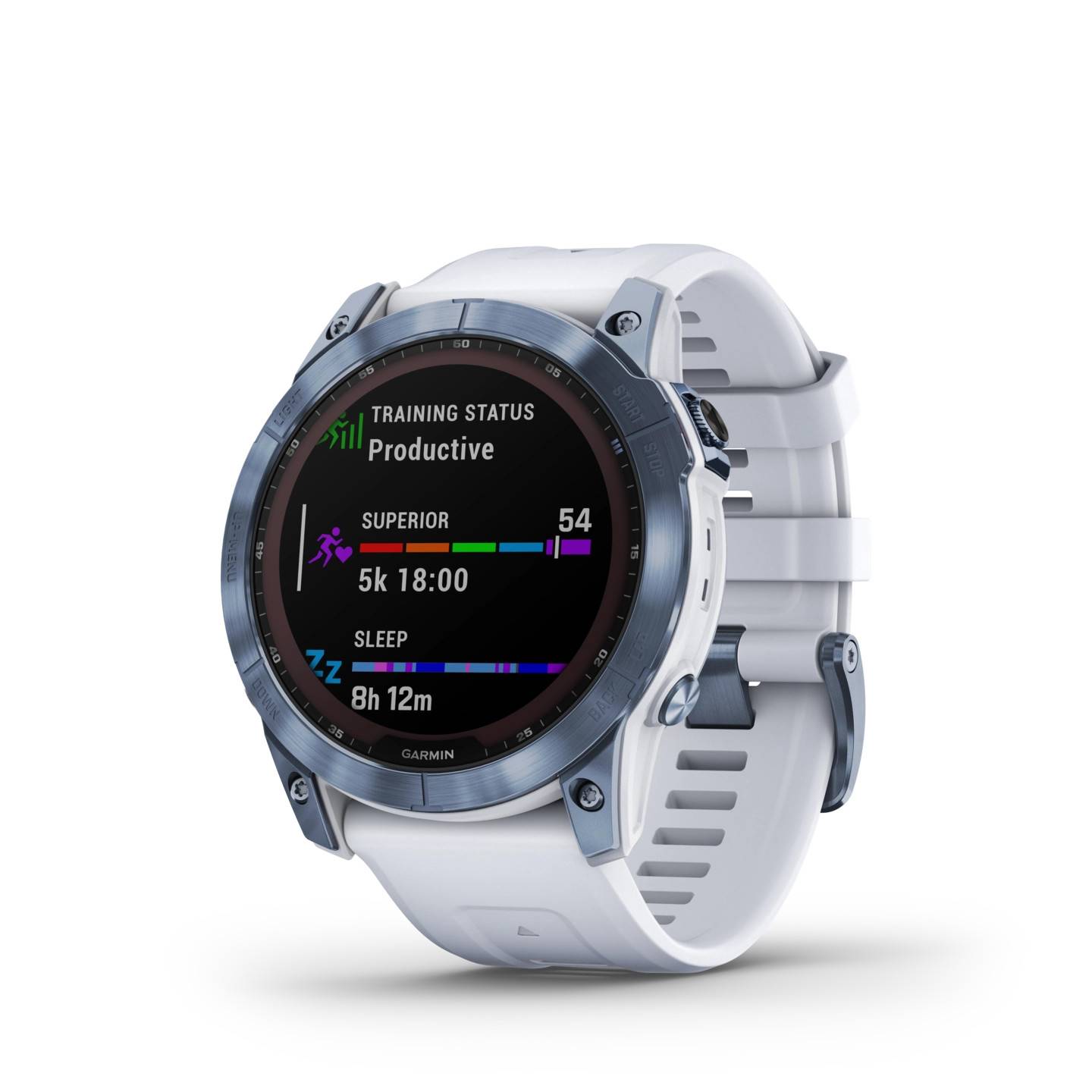 Garmin Fenix 7X Sapphire Solar Klocka B-Varo,Mineral Blue Ti med Silicone Band