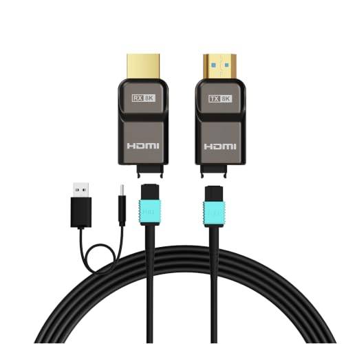 RUIPRO 8K HDMI 2.1 helt optisk kabel, armerad, löstagbar, 48Gbps, 25 m