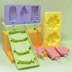 DUMO 4 Cavity Cartoon Ice Cream Silicone Mold Diy Fruit Yogurt Bar Jelly Popsicle Mould Ice Cream Tools