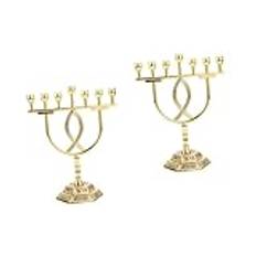 Abaodam 2 St 7 Ljusstake Jerusalem Tempel Ljushållare Religionsljusstakar 7-grenad Menora Hanukkah 7 Gren Kandelaber Menorah Ljusställ Religiösa Ljusstakar Metall Gammaldags