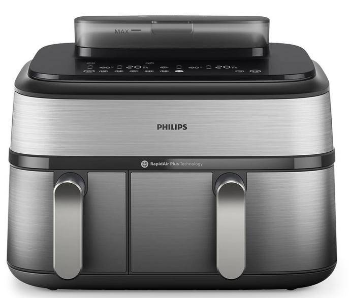 Airfryer Philips Ovi Ultra NA555/00 Dubbelkorgs Airfryer Serie 5000 med ångfunktion Silver