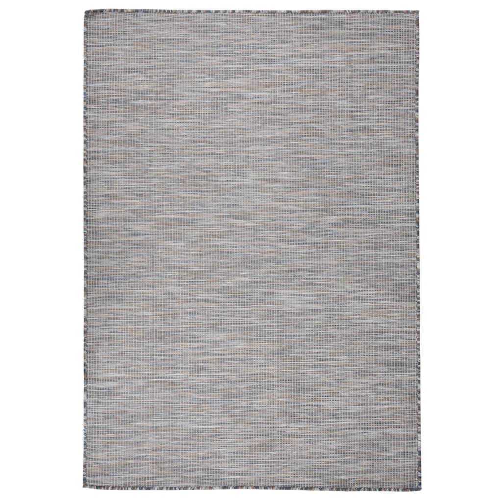 vidaXL fladvævet udendørstæppe 140x200 cm brun og blå