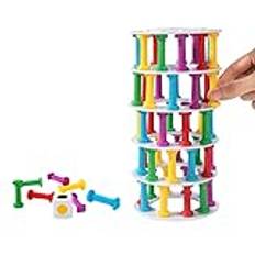 Wisplye Tower stapel, wackeltorn finmotorik byggstenar med tärningar skiffer, tornleksak Montessori pedagogisk leksak familjenöje spel brädspel för barn från 4+ år