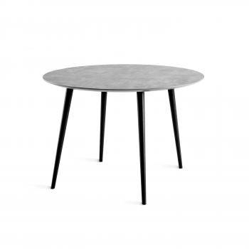 Matbord runt 110 cm betonglaminat, 4 ben svart trä