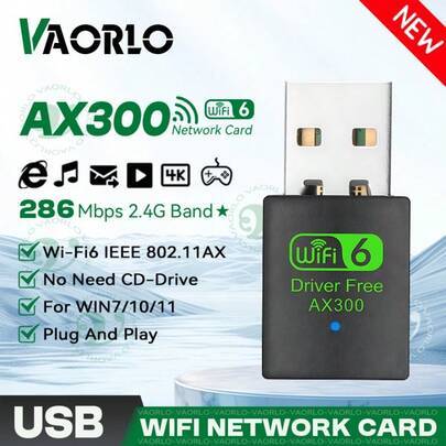 AX300 WIFI 6 802.11AX USB WiFi trådlös adapter, 2.4G mini krypterad dongelmottagare, kompatibel med PC/Laptop Win7/10/11, Plug and Play - Svart (Modell B,Modell A,Modell C,Modell B 2 st,Modell A 2 st,AX301,AX302,AX303)
