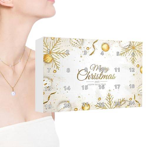 Fyrdyn Julkalender Nedräkning, Advent Smycken 24 Dagar, Pendant Halsband, För Kvinnor Flickor Dotter Vinterhelg Fest Bröllop Evenemang