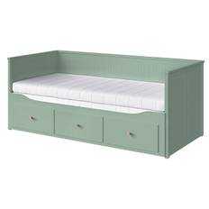 IKEA - HEMNES sovesofa 3 skuffer/2 madrasser, grågrøn/Åfjäll fast, 80x200 cm