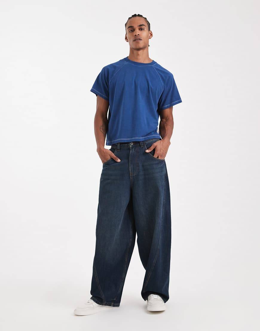 COLLUSION - Circular Design Collection - XL - Jeans med ballon-ben i skyllet vask-Marineblå - W28